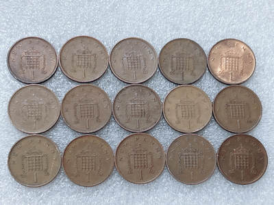 第一海外回流一元起拍收藏 散集专场  第299期 - 英国1便士硬币 15枚 花冠女王版