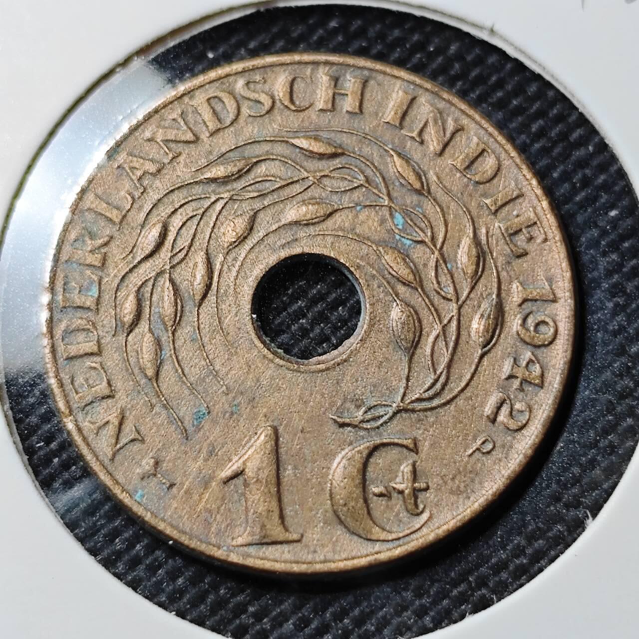 KK钱币收藏小铺  第393期  2月预留时间 周末发货 1942 荷属东印度一分铜币