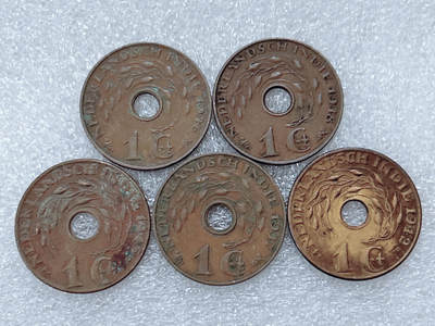 第一海外回流一元起拍收藏 散集专场  第300期 - 荷属东印度1分铜币 5枚