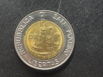 邮泉阁限时拍卖第四十一场（硬币在国外。请付邮费6元。） - 圣马力诺1991年500里拉