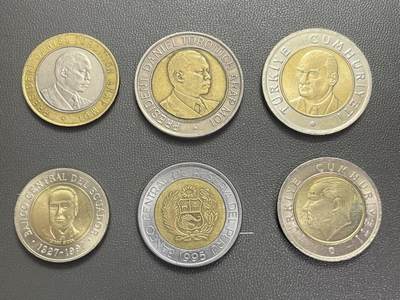回流0207 - 肯尼亚、土耳其、厄瓜多尔、秘鲁双金属币6枚