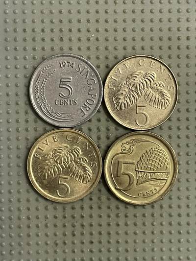 2026年第23场各国散币拍卖（总第173场） - 新加坡5分4枚不同版本