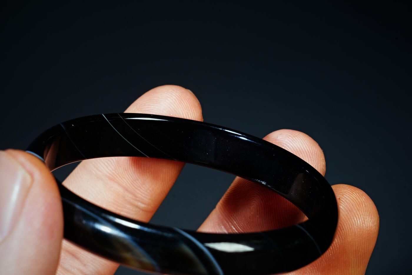 上海都达杂项专场二十一（全场包邮） 天然黑玛瑙手镯 附鉴定证书90-59