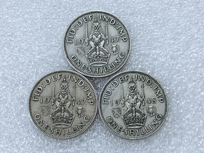 第一海外回流一元起拍收藏 散集专场  第299期 - 英国苏格兰版1先令硬币 乔治六世 3枚