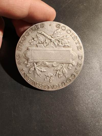 老王徽章第180期 - 法国促进进步协会镀银大铜章    单面     直径50mm     重量44.6g