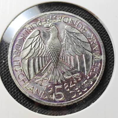 KK钱币收藏小铺  第399期  百期特拍（四拍之三）2月预留时间 周末发货 -  1984德国5马克纪念币 好品