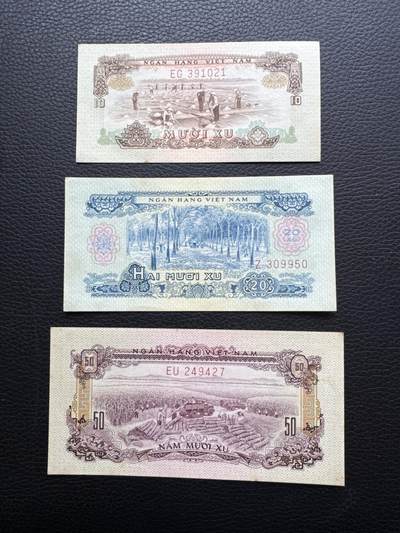 桂P钱币文化工作室拍卖第四十六期，岁末年初专场 - 中国代印越南民主共和国1966年纸币一套，所有面值都有，集齐不易，热门代印品种