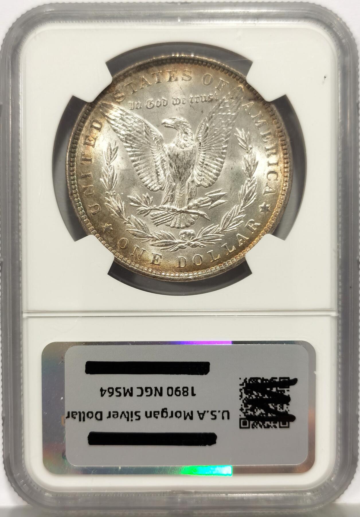 博洋堂“心向春光”2月精品大拍专场暨第160期（全场包邮） NGC MS64 美国1890年P版摩根$1银币 后期少见年份 人面月牙渐变五彩包浆鹰面 细腻环彩 收藏佳品