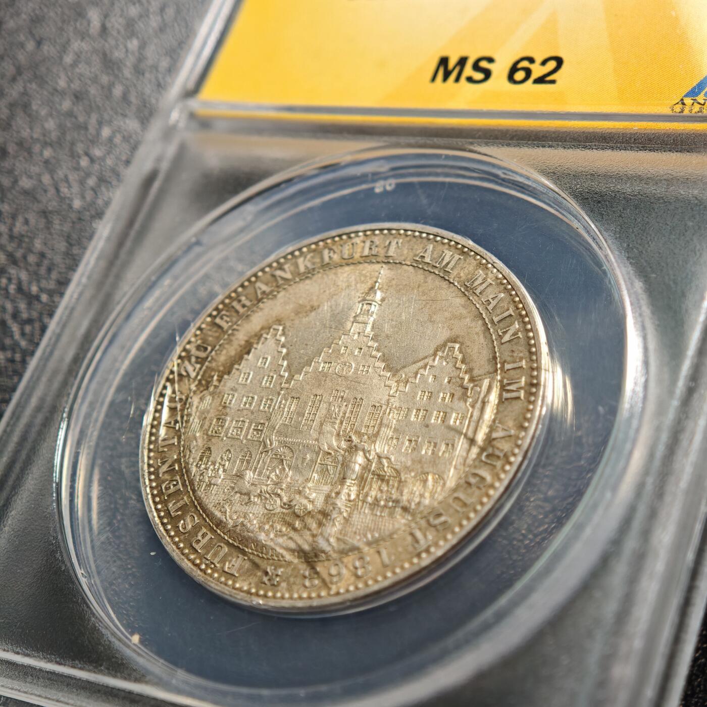 【德藏】世界币章拍卖第164期（拍品征集中~欢迎藏友联系） 1863年 德国法兰克福王子会议泰勒银币 ANACS MS62