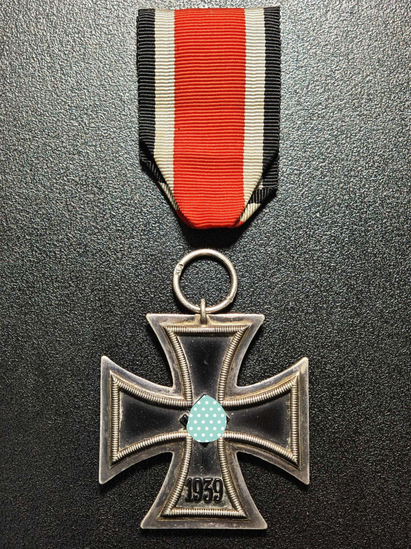 【德藏】世界币章拍卖第164期（拍品征集中~欢迎藏友联系） 德国民族社会主义工人党二级铁十字勋章19厂标 直径约：44.1mm；重约：16.2g（原图请联系客服）