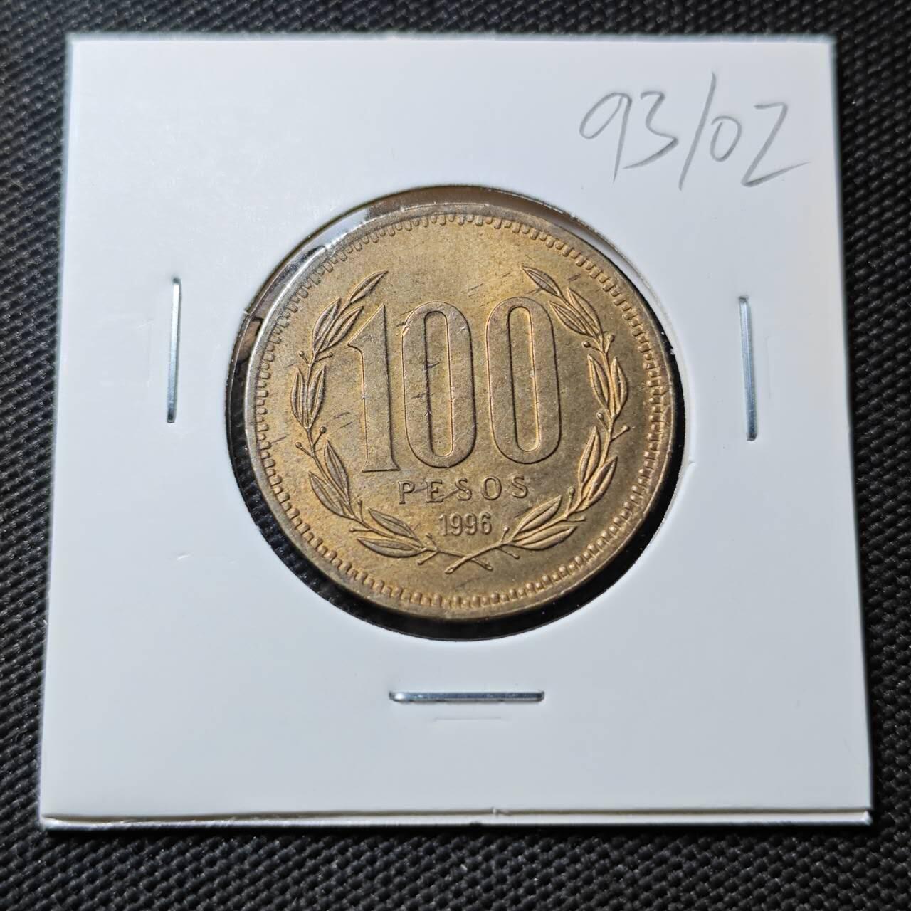 KK钱币收藏小铺  第393期  2月预留时间 周末发货  1996智利100比索铜币 好品