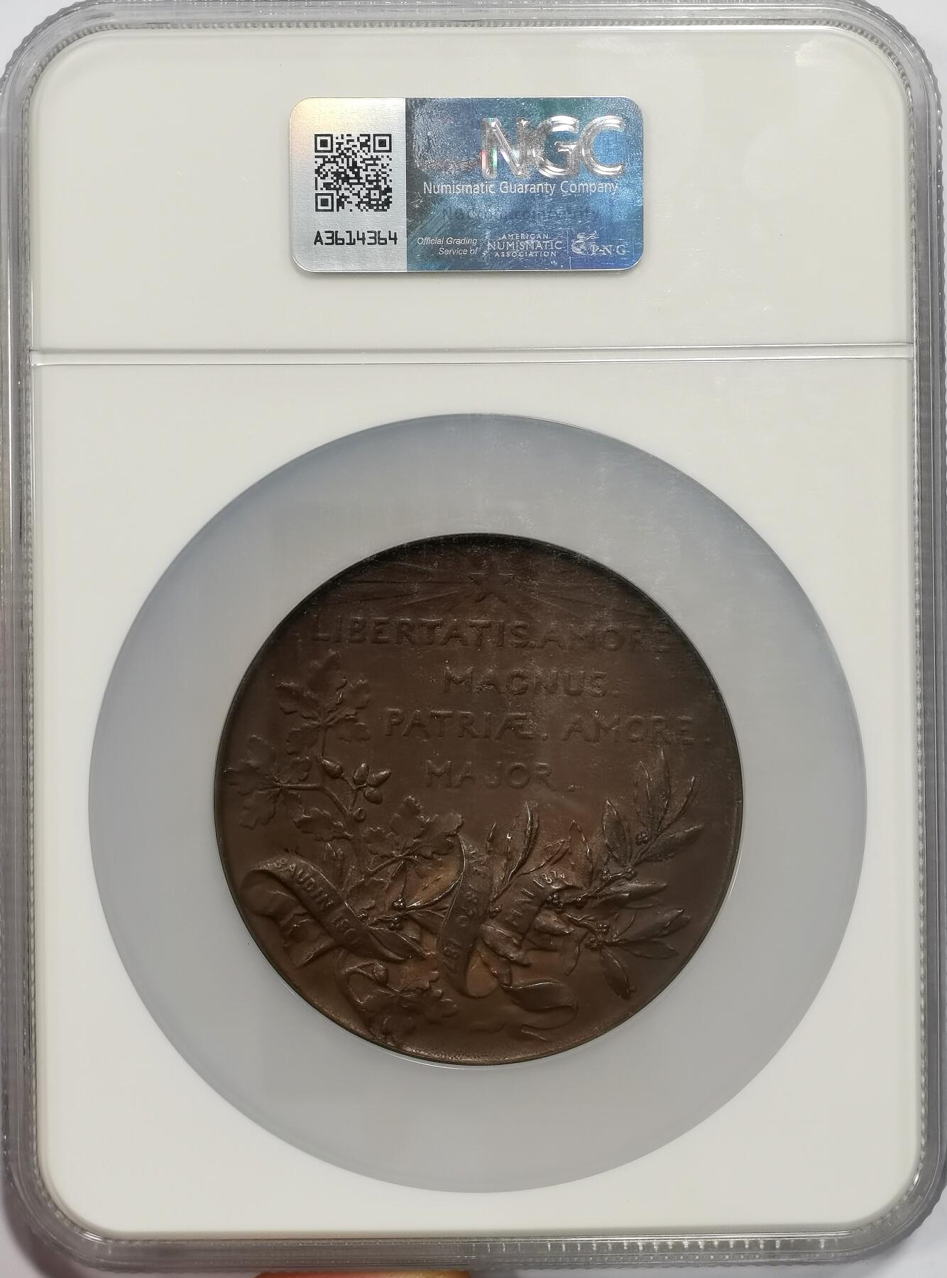 博洋堂“心向春光”2月精品大拍专场暨第160期（全场包邮） NGC MS64BN 法国1882年政治家莱昂·甘必大逝世纪念铜章，69mm（大师罗蒂作品）