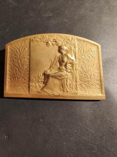 老王徽章第180期 - 法国玛丽安娜方形镀金大铜章    单面     尺寸75×49mm    重量81.6g