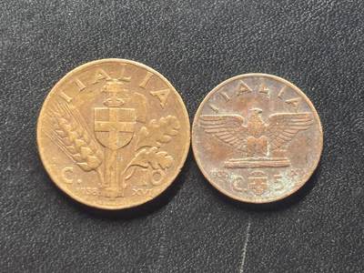 邮泉阁限时拍卖第四十一场（硬币在国外。请付邮费6元。） - 意大利王国1938年2枚