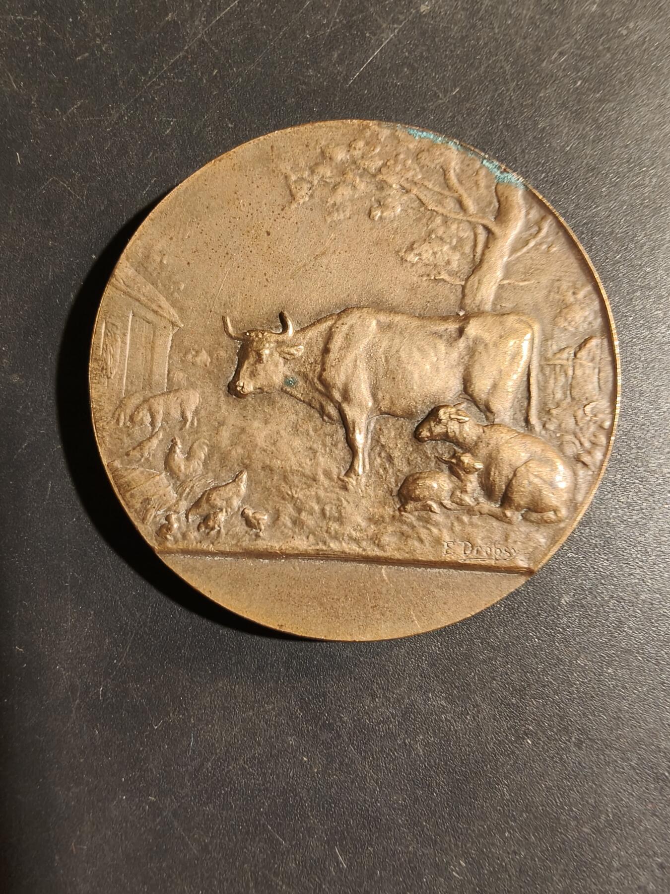 老王徽章第180期 法国畜牧业协会大铜章    大师Dropsy作品    直径44mm    重量44.4g