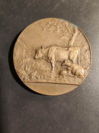 老王徽章第180期 - 法国畜牧业协会大铜章    大师Dropsy作品    直径44mm    重量44.4g