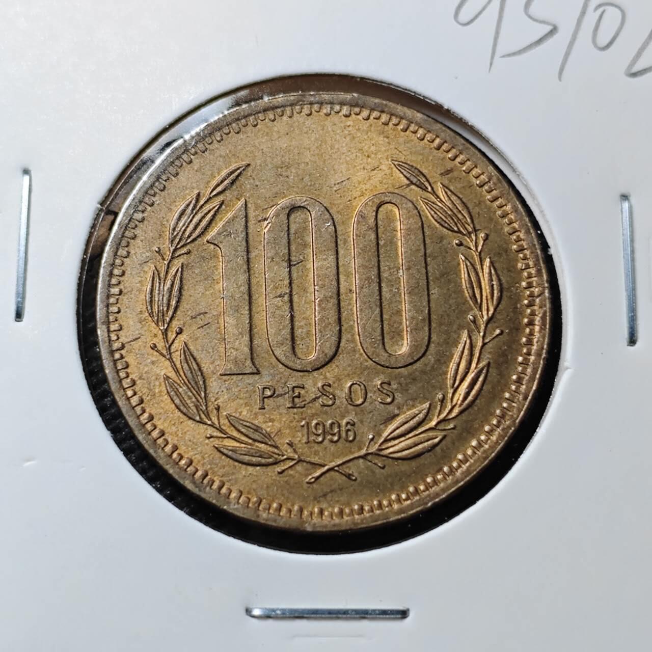 KK钱币收藏小铺  第393期  2月预留时间 周末发货  1996智利100比索铜币 好品