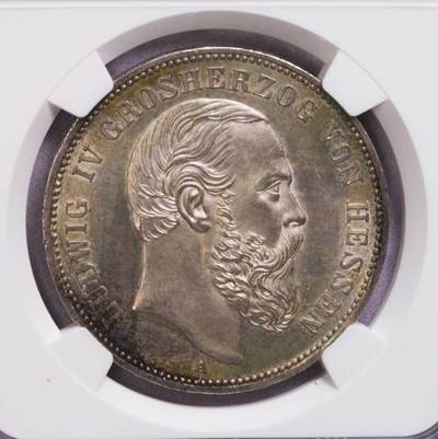 NGC-MS63 1891黑森达姆斯塔特5马克 马克系列里的精品 - NGC-MS63 1891黑森达姆斯塔特5马克 马克系列里的精品