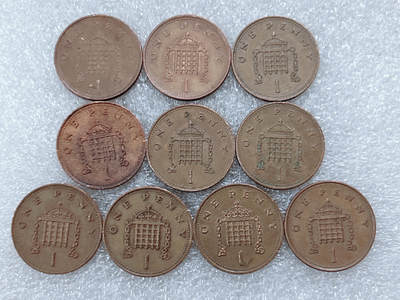 第一海外回流一元起拍收藏 散集专场  第299期 - 英国1便士硬币 10枚 高冠女王版