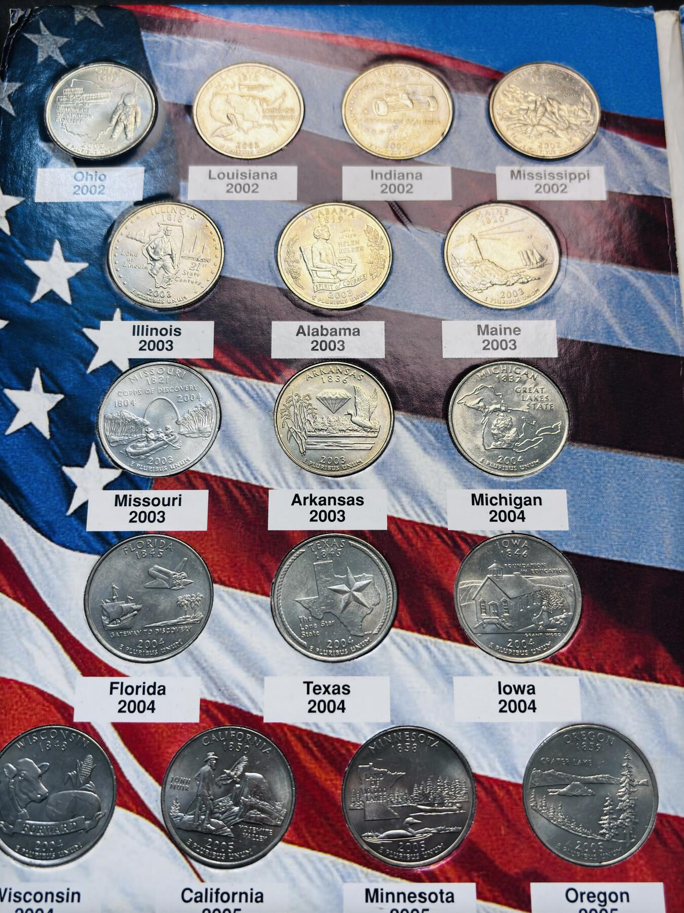 文馨钱币收藏第 293 场，春节前最后一期全部发出，将不予寄存，请悉知 好品美国 51 州币纪念币 25 美分一本，册子不完整