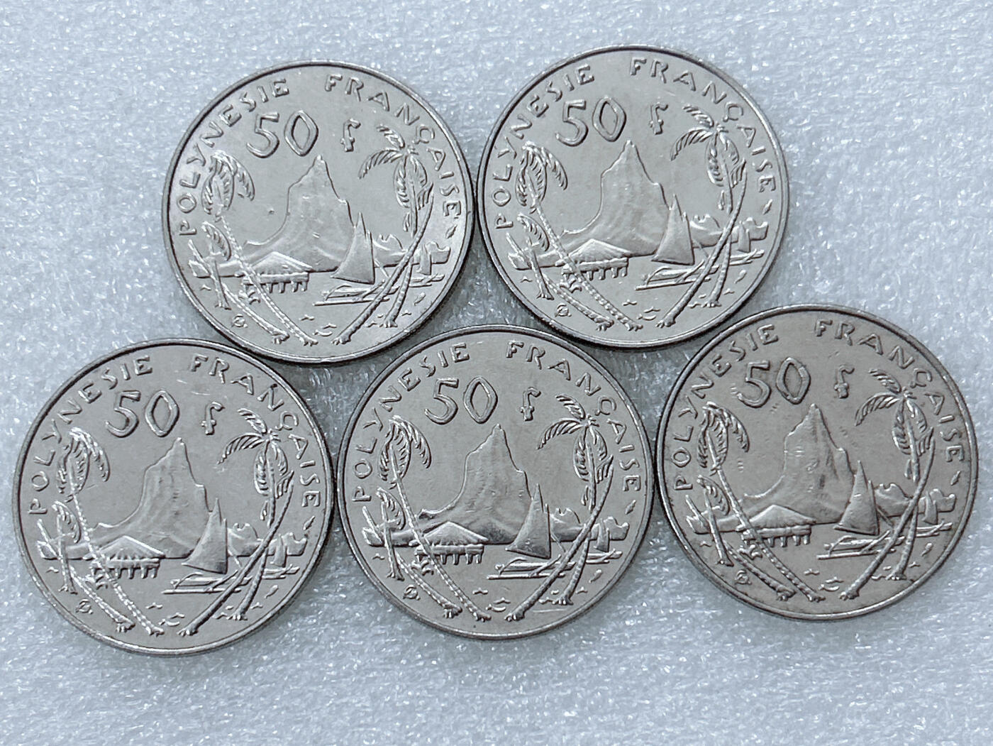 第一海外回流一元起拍收藏 散集专场  第300期 法属喀里多尼亚50法郎硬币 5枚