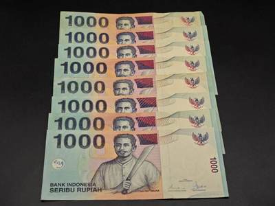 【淘币小摊】实时拍第八百六十四拍   无佣金纸币福利场   年前最后一周 之前的预留小年前全部发出 请更换最新收货地址  - 印尼1000卢比纸币8张【有折】