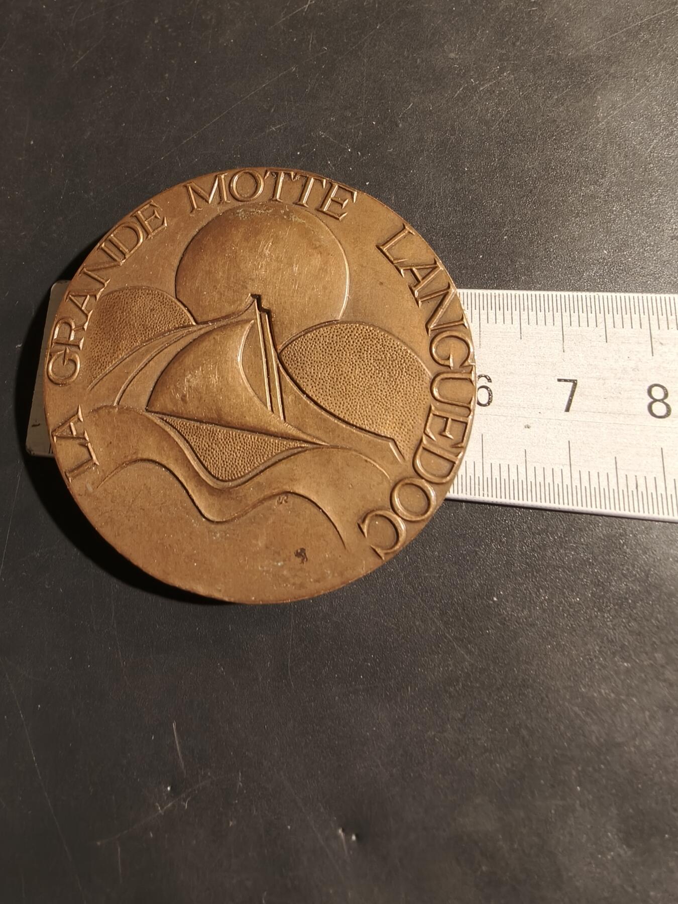 老王徽章第180期 法国朗格多克-鲁西永大区拉格朗德莫特度假村大铜章     直径58mm     重量116.7g