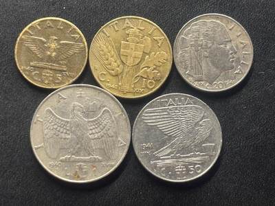 邮泉阁限时拍卖第四十一场（硬币在国外。请付邮费6元。） - 二战意大利5枚