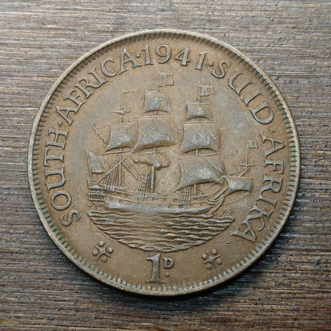 【铜匠收藏】★第146★散币专场 不寄存，30包邮。不满30元，支付5元运费。《接受代拍 代送NGC评级》 46【无寄存】南非 1941年 1便士 乔六