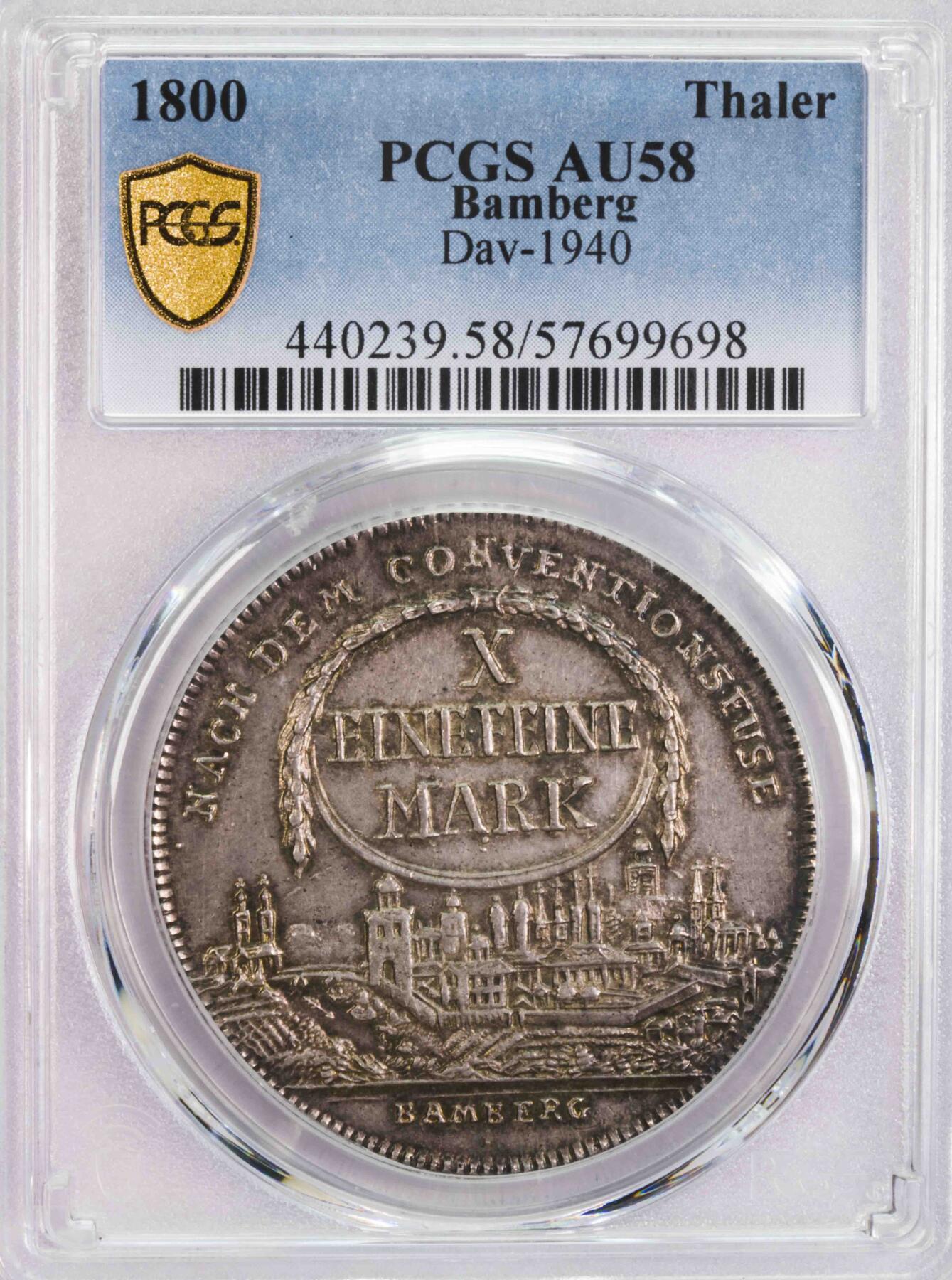 PCGS-AU58 1800班贝格城市景观泰勒 第四名