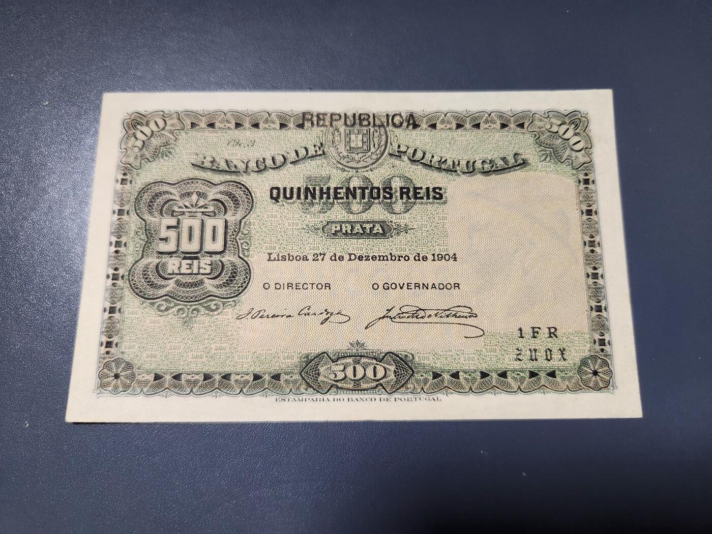 2月6号晚上8点 外国纸币自动截拍第19场 葡萄牙 1904年500里斯