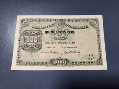 2月6号晚上8点 外国纸币自动截拍第19场 - 葡萄牙 1904年500里斯