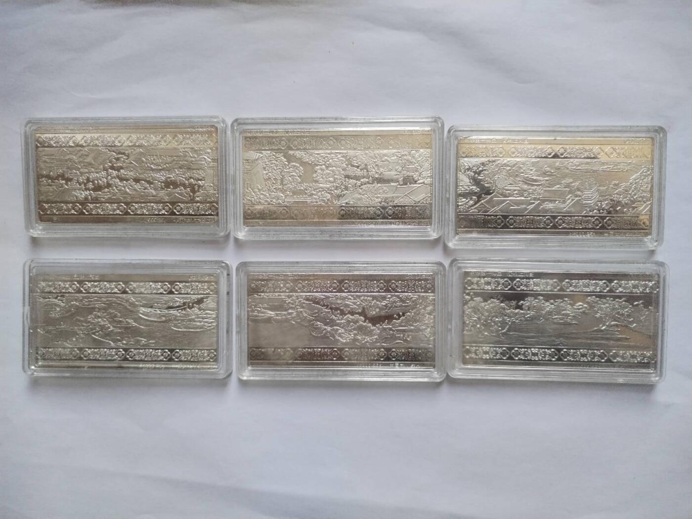 评级币 硬币 纪念币 2009年 清明上河图银砖。6枚，150克。Ag99.9%纯银。