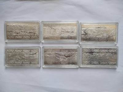评级币 硬币 纪念币 - 2009年 清明上河图银砖。6枚，150克。Ag99.9%纯银。