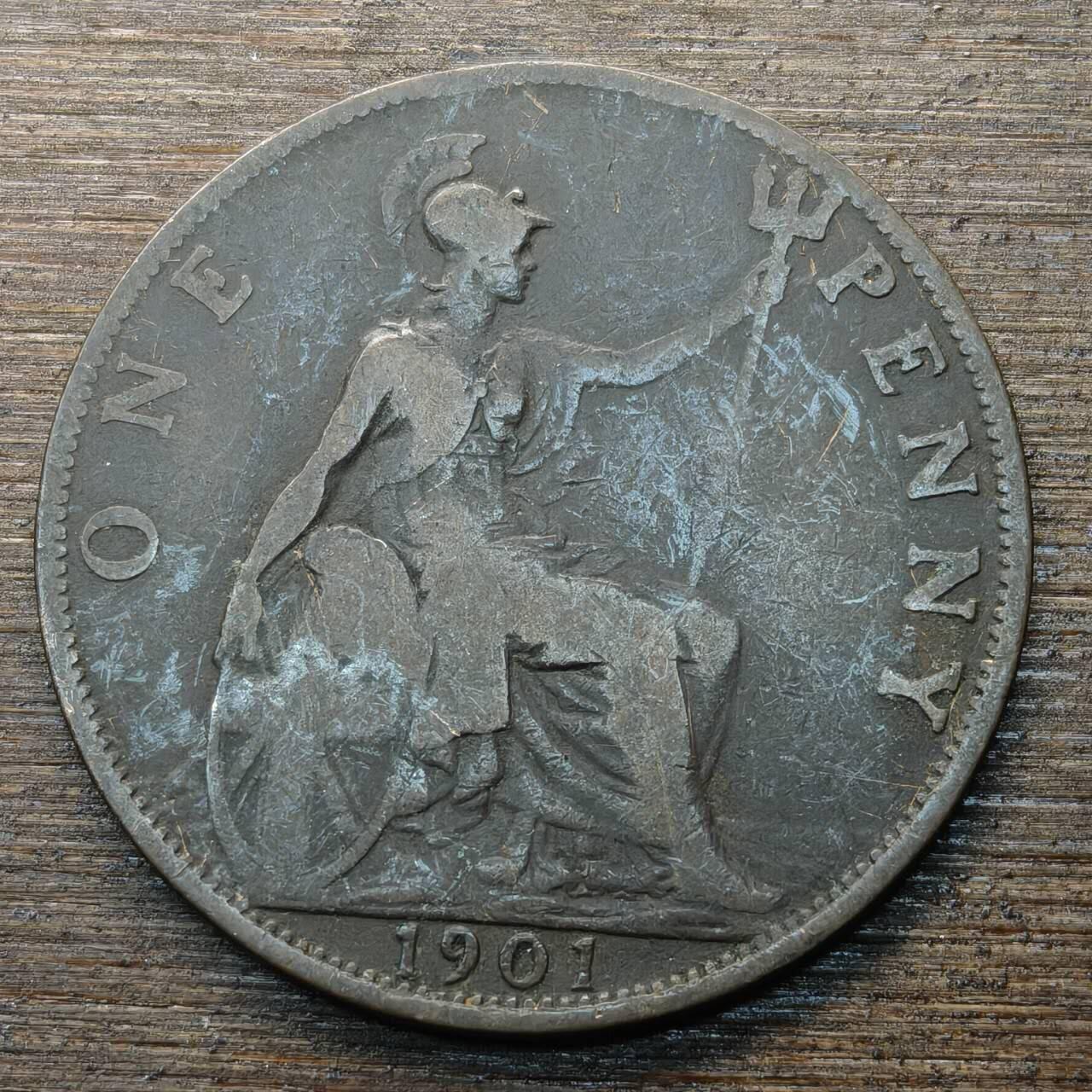 【铜匠收藏】★第146★散币专场 不寄存，30包邮。不满30元，支付5元运费。《接受代拍 代送NGC评级》 44【无寄存】英国 1901年 1便士 维多利亚女王