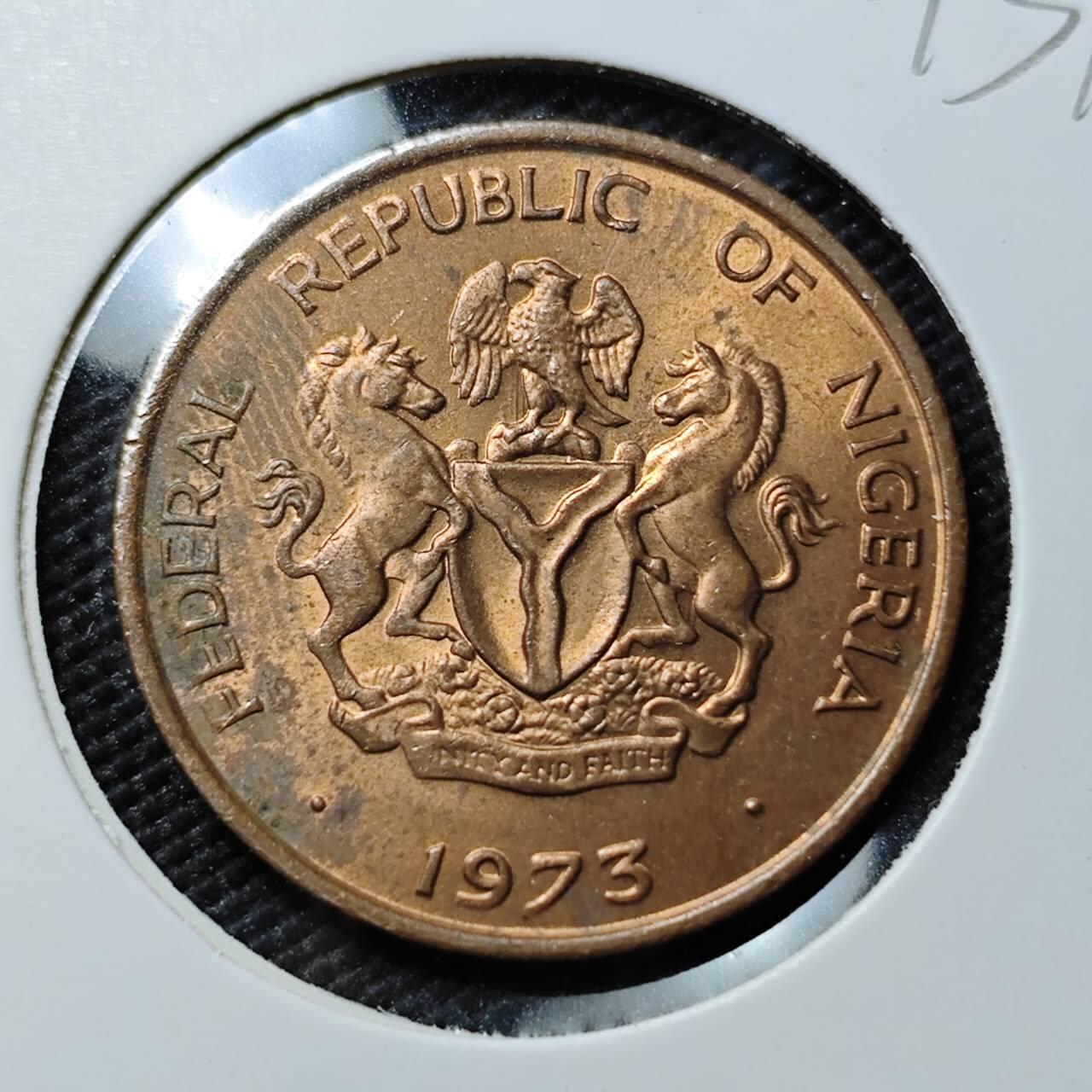 KK钱币收藏小铺  第393期  2月预留时间 周末发货  1973尼日利亚1考包 好品