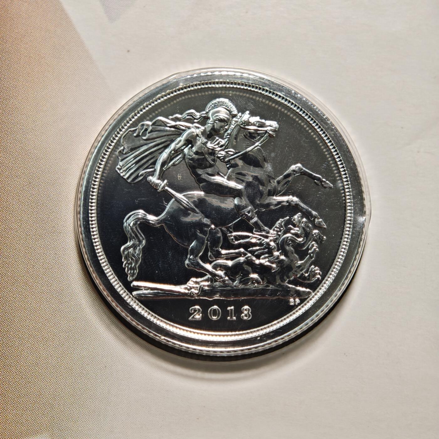 【德藏】世界币章拍卖第164期（拍品征集中~欢迎藏友联系） 2013年 英国圣乔治屠龙纪念银币 原册 999银 直径约：27mm；重约：15.71g
