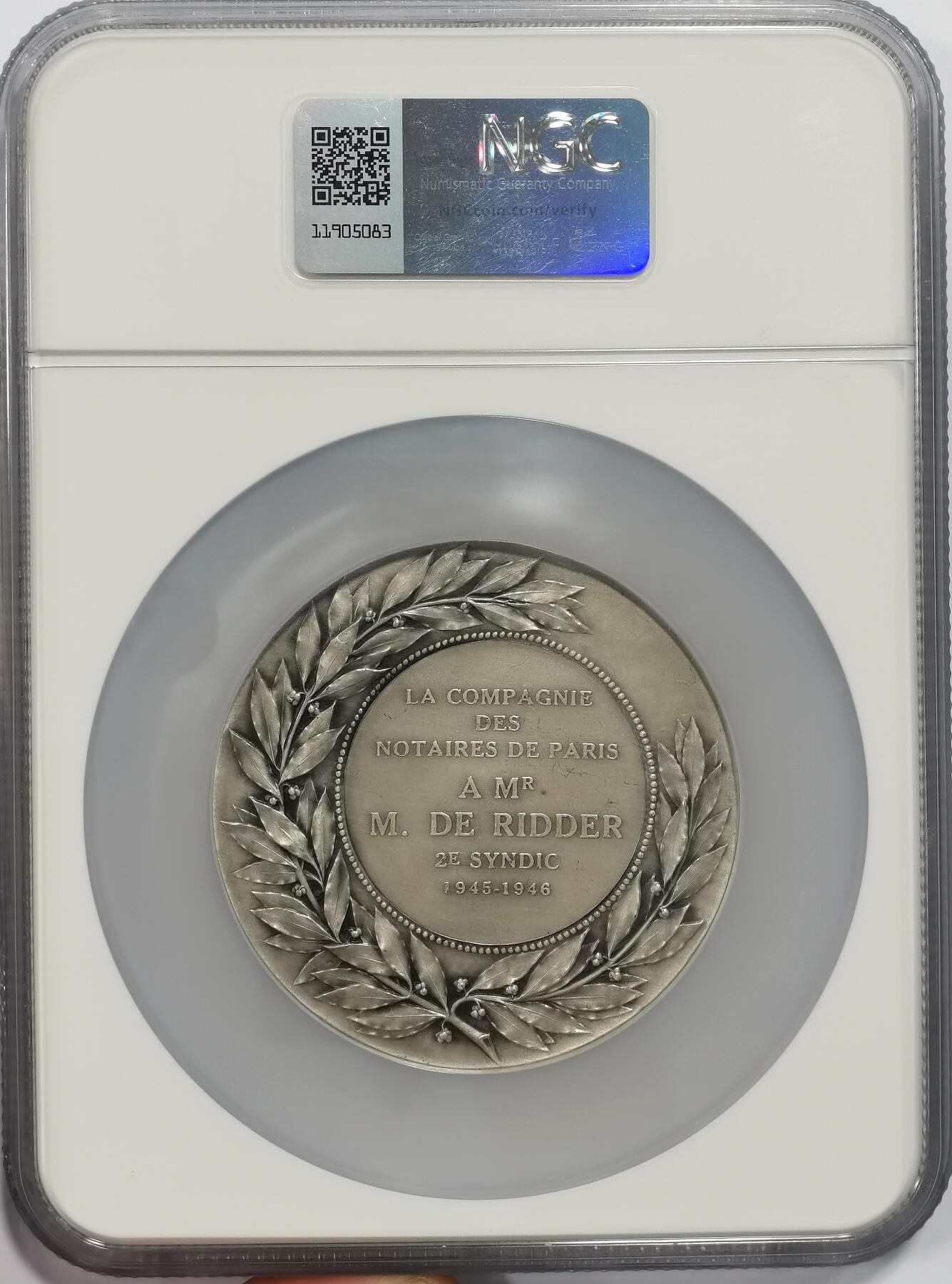 博洋堂“心向春光”2月精品大拍专场暨第160期（全场包邮） NGC MS63 法国1946年巴黎票据公司银章，68mm（大师沙普兰作品），纯银