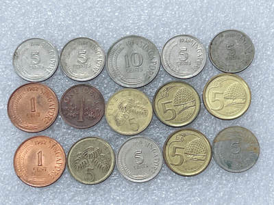 第一海外回流一元起拍收藏 散集专场  第299期 - 新加坡硬币🇸🇬15枚