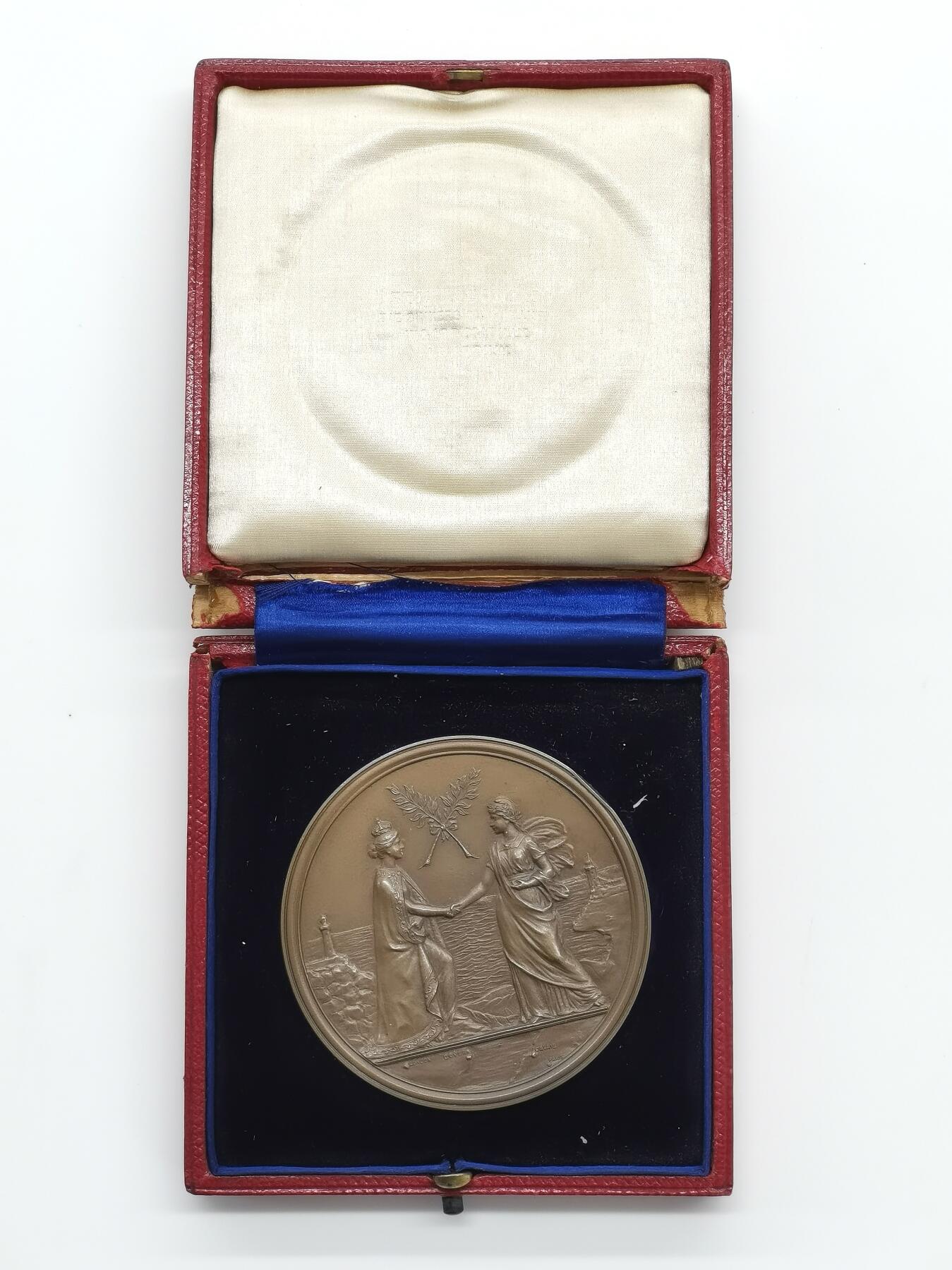 博洋堂“心向春光”2月精品大拍专场暨第160期（全场包邮） 1903年法国总统埃米尔·卢贝访问英国纪念铜章，64mm（原盒有破损）