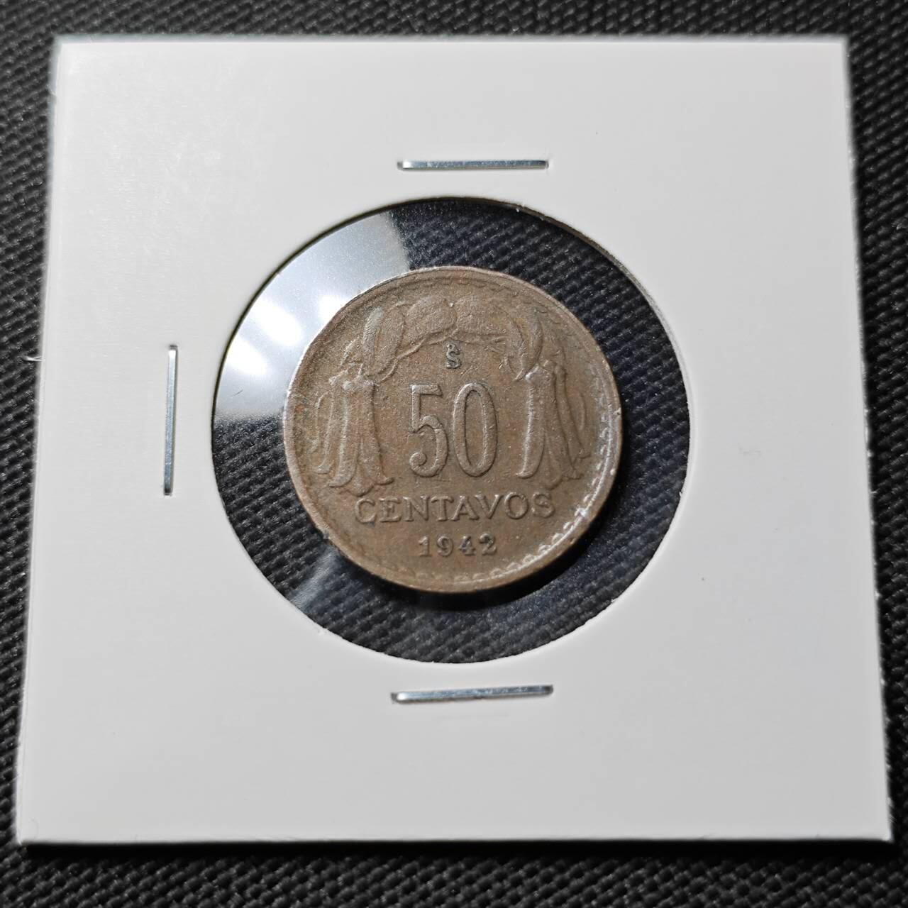 KK钱币收藏小铺  第393期  2月预留时间 周末发货  1942智利50分铜币