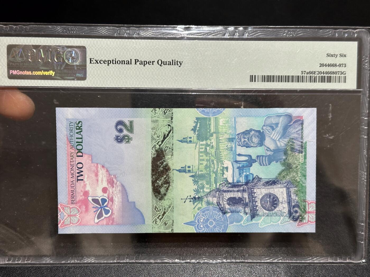 《外钞收藏家》第六百零八期（精选场）（本平台长期征集拍品、欢迎藏友们联系合作） 2009年百慕大5元 PMG66 获奖钞 无47靓号