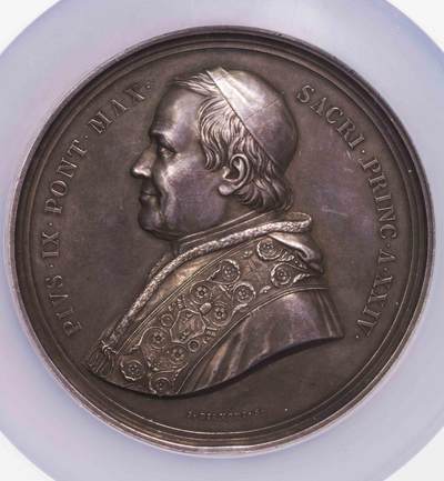 NGC-AU58 1869教皇国超大银章 大型190克 74毫米直径 - NGC-AU58 1869教皇国超大银章 大型190克 74毫米直径