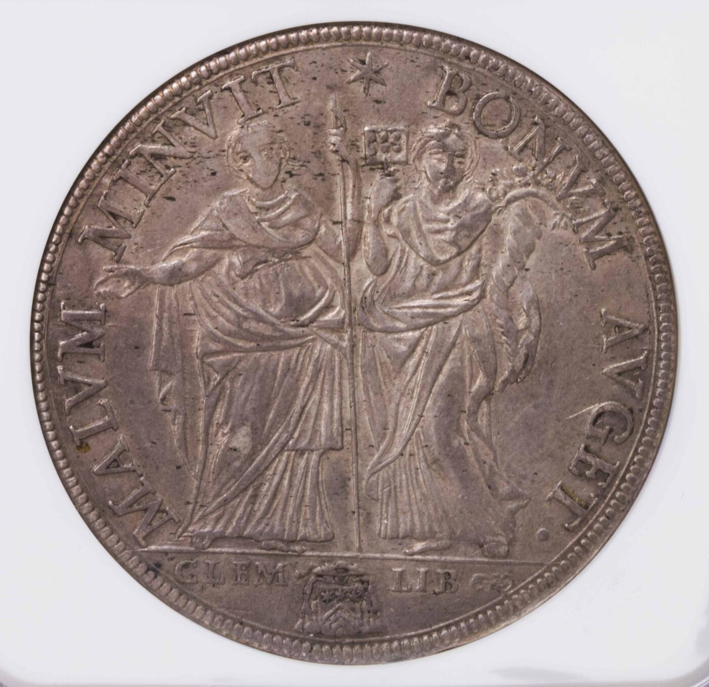 NGC-AU55 1672教皇国克莱蒙特十世皮亚斯特大银 唯一冠军分