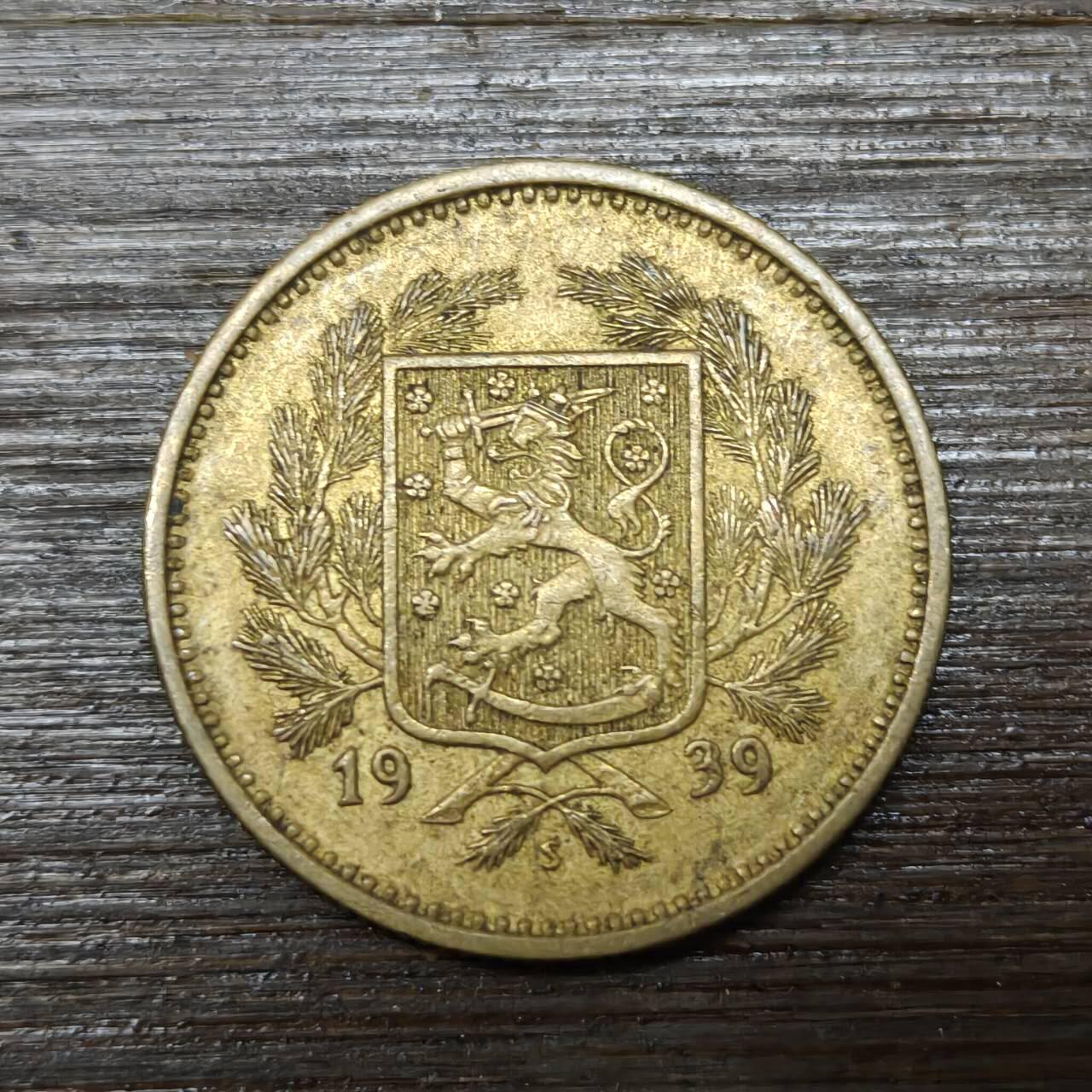 【铜匠收藏】★第146★散币专场 不寄存，30包邮。不满30元，支付5元运费。《接受代拍 代送NGC评级》 88【无寄存】芬兰 1939年 5马克 铝铜币