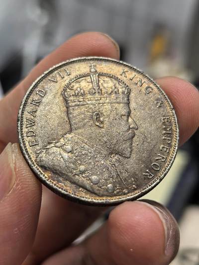 博洋堂“心向春光”2月精品大拍专场暨第160期（全场包邮） - 英属海峡1907年爱德华七世壹元，非常漂亮的品相，底板无划痕，高点打制清晰，边有些小瑕，58分左右的品相