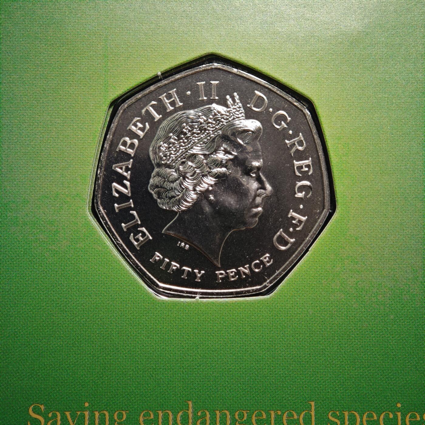 【德藏】世界币章拍卖第164期（拍品征集中~欢迎藏友联系） 2011年 英国世界自然基金会成立50周年50便士纪念镍币 原册 直径约：27.3mm；重约：8g