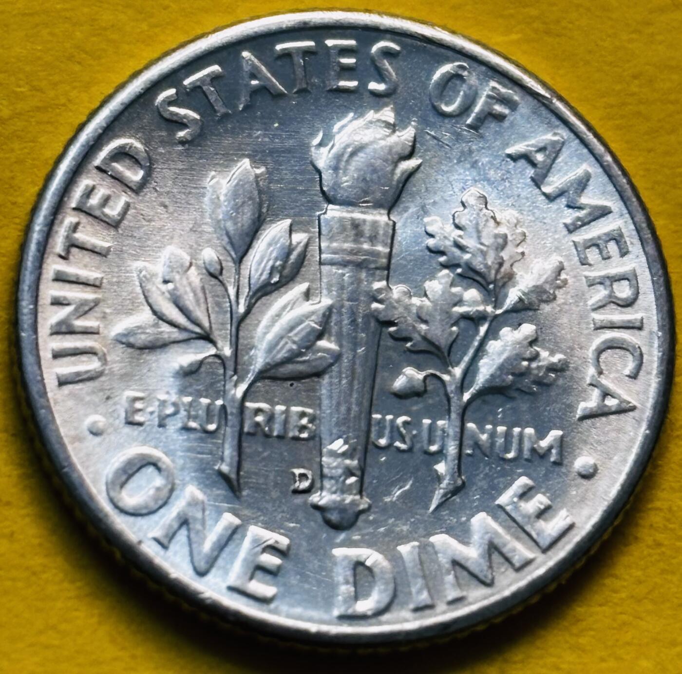 文馨钱币收藏第 293 场，春节前最后一期全部发出，将不予寄存，请悉知 原光好品 1955 年美国罗斯福 10 美分银币 D 版 2.5 克 900 银