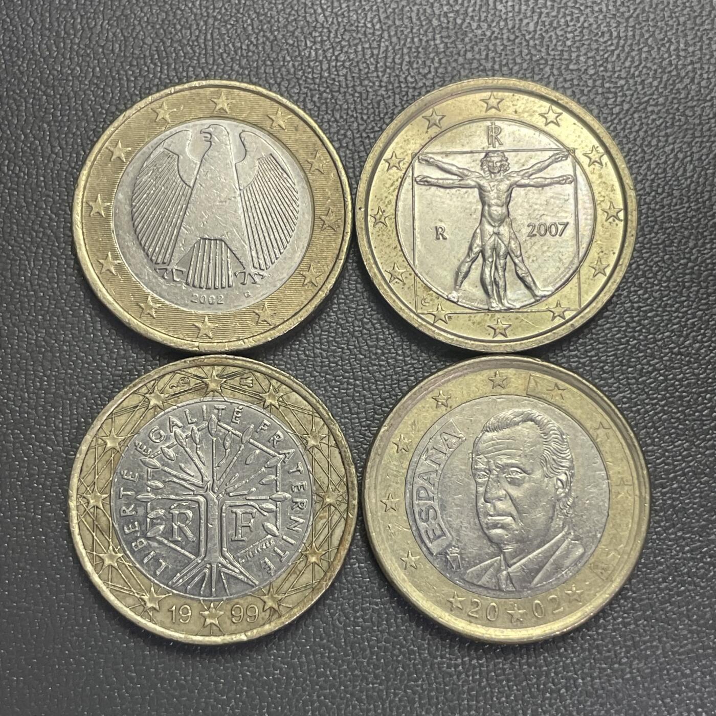 回流0207 德国、意大利、法国、西班牙1欧元4枚