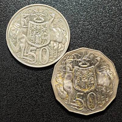 【德藏】世界币章拍卖第164期（拍品征集中~欢迎藏友联系） - 2枚一组 1966年 澳大利亚半圆银币 800银 及 1969年 澳大利亚半圆镍币 详细尺寸请看拍品介绍